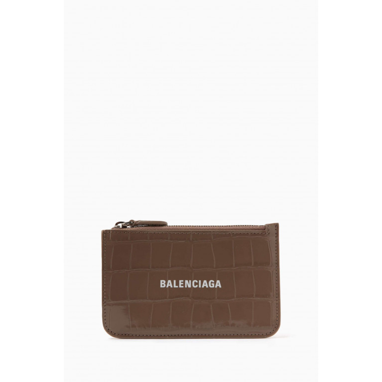 Balenciaga - Large Cash Long Coin & Card Holder in Shiny Croc-embossed Calfskin