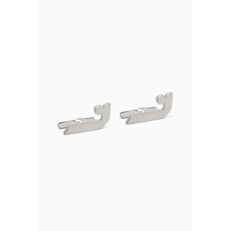 Bil Arabi - Arabic Letter 'N' Cufflinks in Sterling Silver