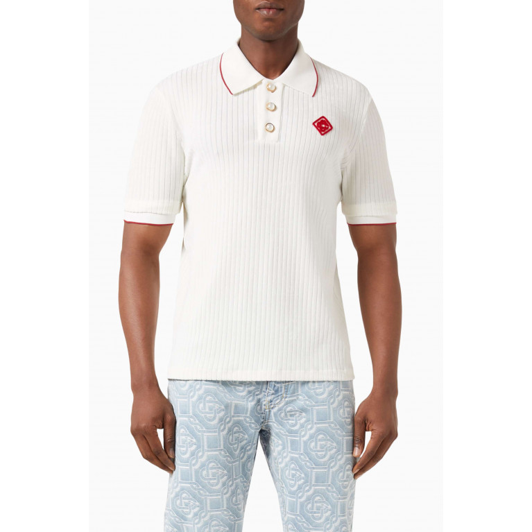 Casablanca - Logo Polo Shirt in Cotton Bouclé Knit