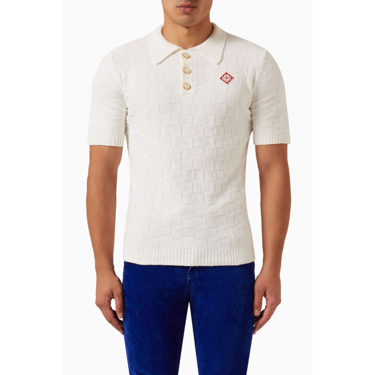 Casablanca - Checked Yoke Polo Shirt in Boucle Cotton