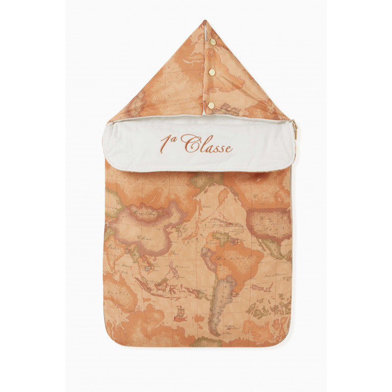 Alviero Martini - Geo Map Print Sleeping Bag in Cotton Orange