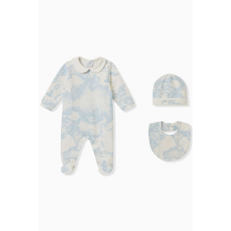 Alviero Martini - Graphic-print Sleepsuit Set in Cotton Blue