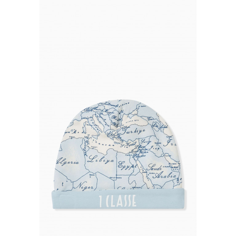 Alviero Martini - Geo Map Print Logo Beanie Hat in Cotton