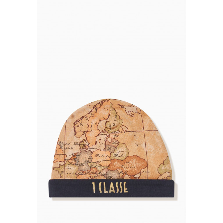 Alviero Martini - Geo Map Print Beanie Hat in Cotton