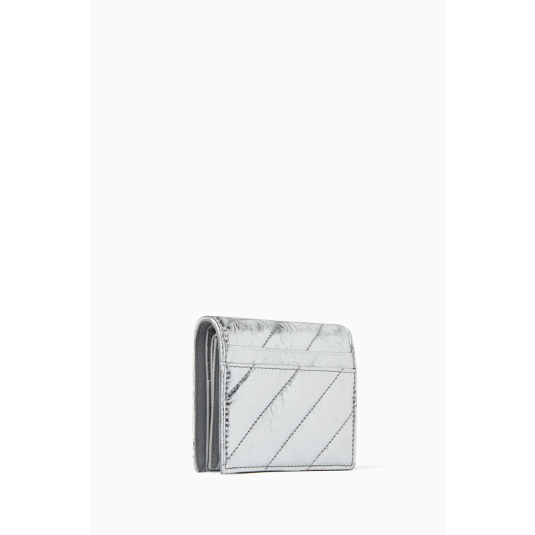 Balenciaga - Crush Flap Coin & Card Holder in Metallic Quilted Leather