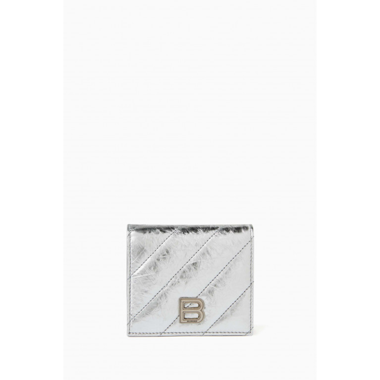 Balenciaga - Crush Flap Coin & Card Holder in Metallic Quilted Leather