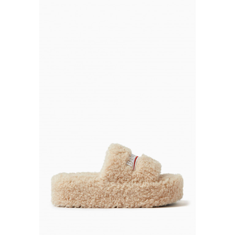 Balenciaga - Furry Platform Sandals in Faux Shearling