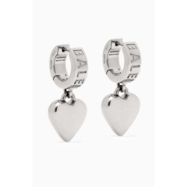 Balenciaga - Logo-engraved Sharp Heart Earrings in Recycled Sterling Silver