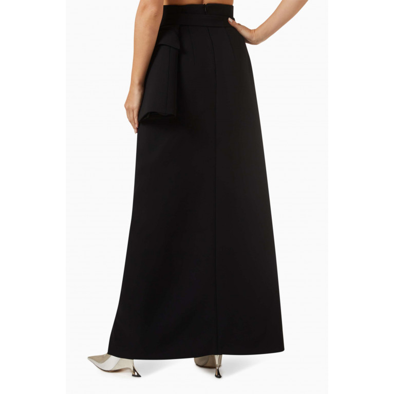A.W.A.K.E Mode - Basque-detail Slit Maxi Skirt in Crepe
