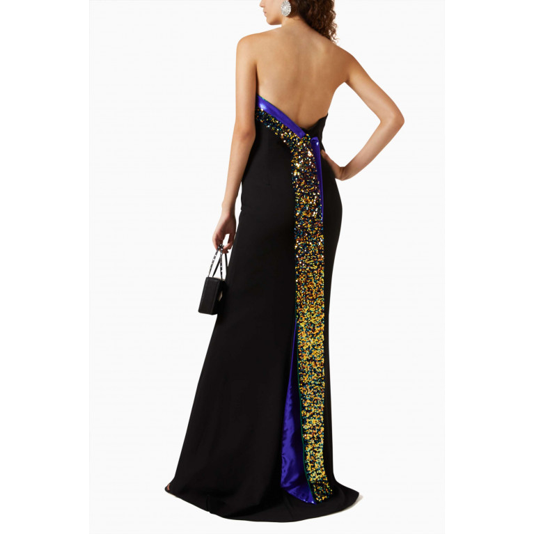 Tuvanam - Strapless Asymmetric Embellished Gown in Satin