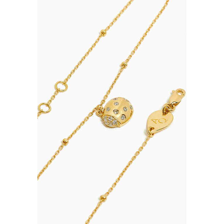 Aquae Jewels - Mini Ladybug Diamond Charm Anklet in 18kt Gold