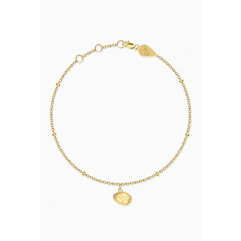 Aquae Jewels - Mini Ladybug Diamond Charm Anklet in 18kt Gold