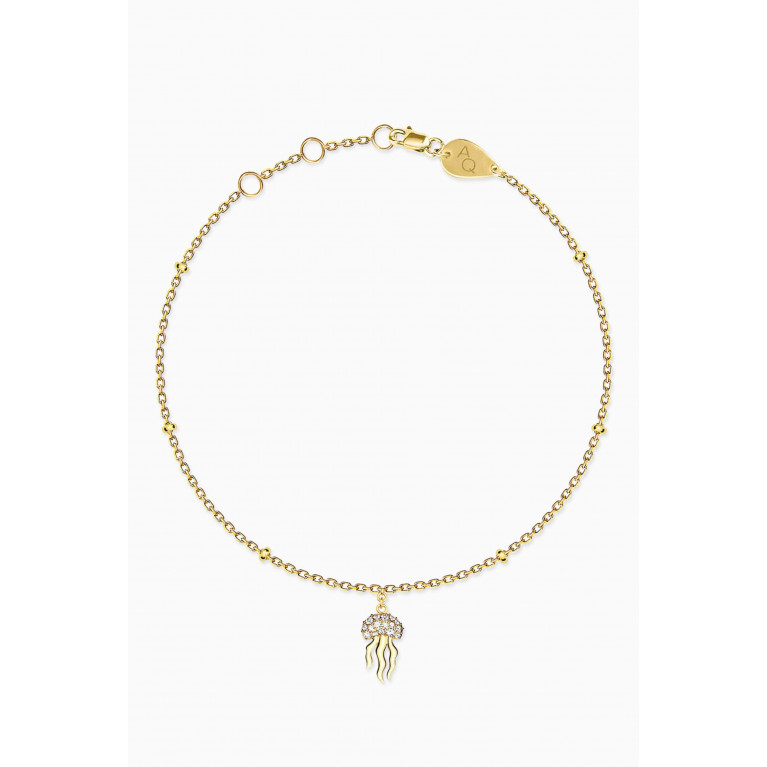 Aquae Jewels - Mini Jellyfish Diamond Charm Anklet in 18kt Gold