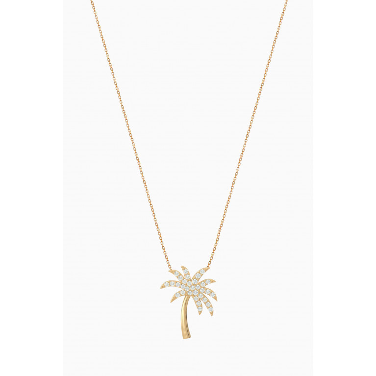 Aquae Jewels - Palm Tree Diamond Necklace in 18kt Gold