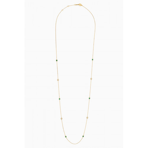Aquae Jewels - Sautoir Emerald & Diamond Long Necklace in 18kt Gold