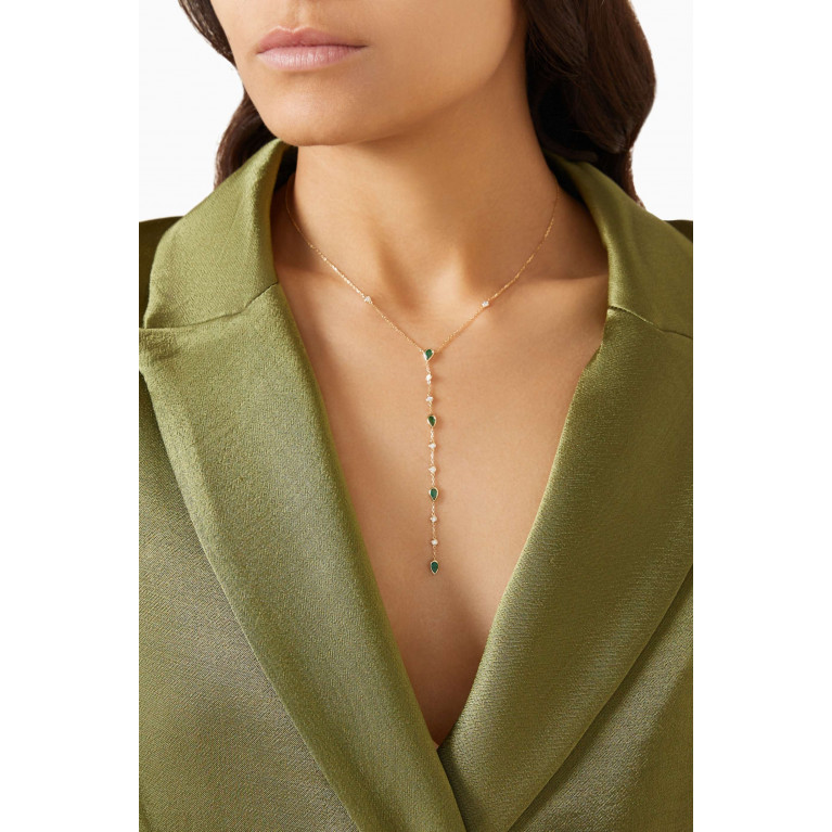 Aquae Jewels - Greta Emerald & Diamond Necklace in 18kt Gold