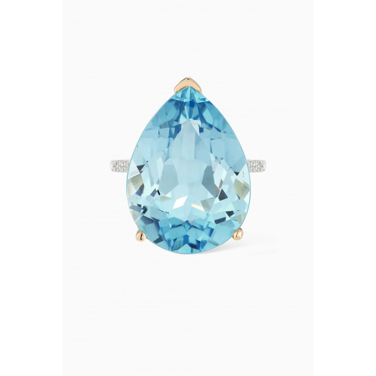 Mateo New York - Topaz Pear Ring in 14kt Yellow Gold