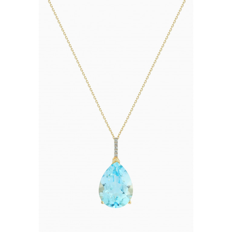 Mateo New York - Topaz Pear Necklace in 14kt Yellow Gold