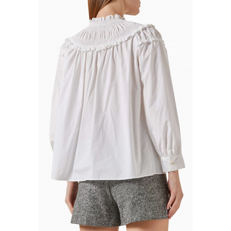 Sandro - Smocked Collar Top in Cotton