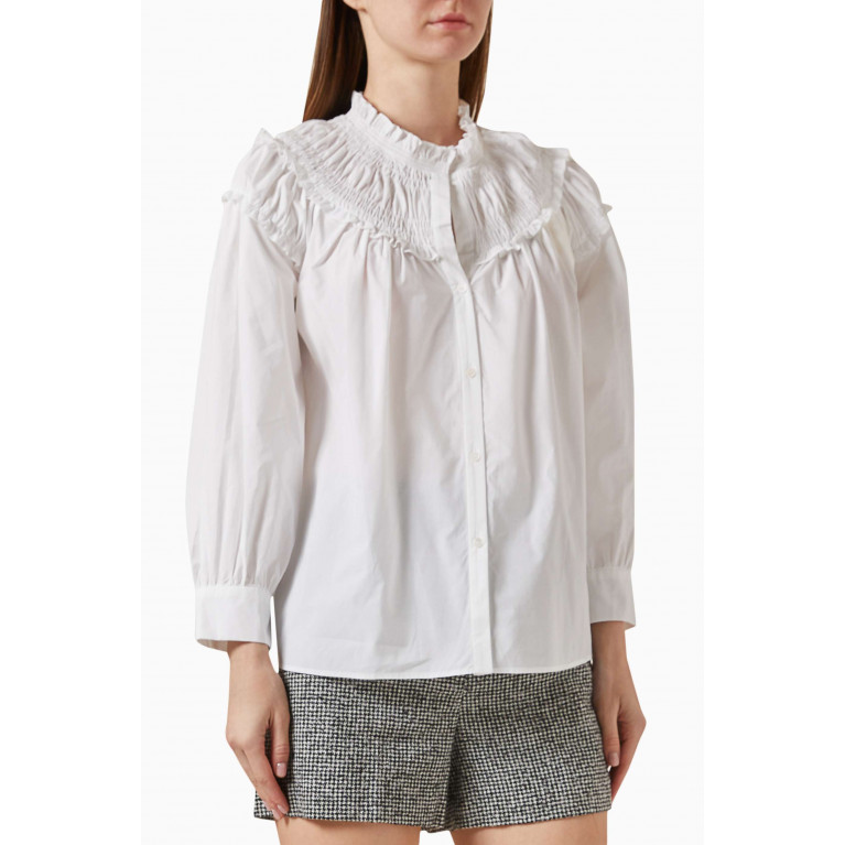 Sandro - Smocked Collar Top in Cotton