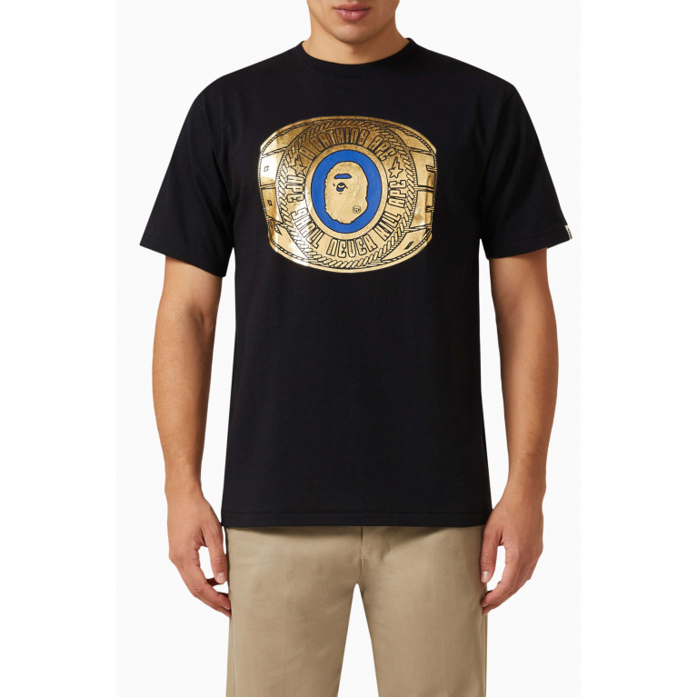 A Bathing Ape - Foil Logo College Ring T-shirt in Cotton-jersey Black