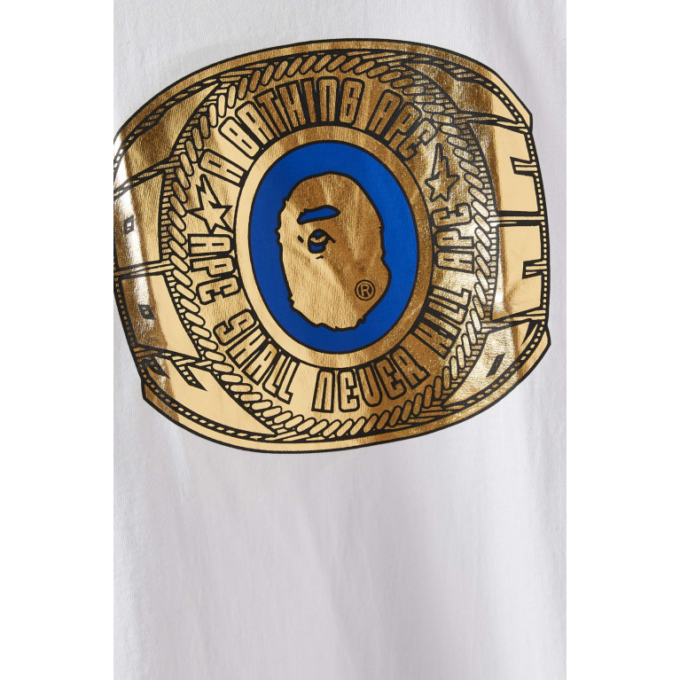 A Bathing Ape - Foil Logo College Ring T-shirt in Cotton-jersey White