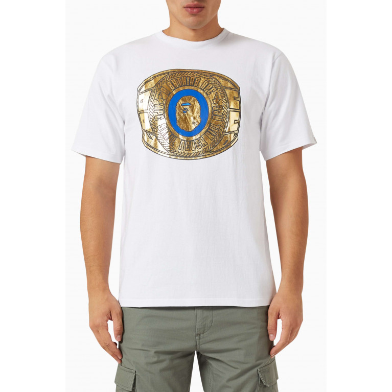 A Bathing Ape - Foil Logo College Ring T-shirt in Cotton-jersey White