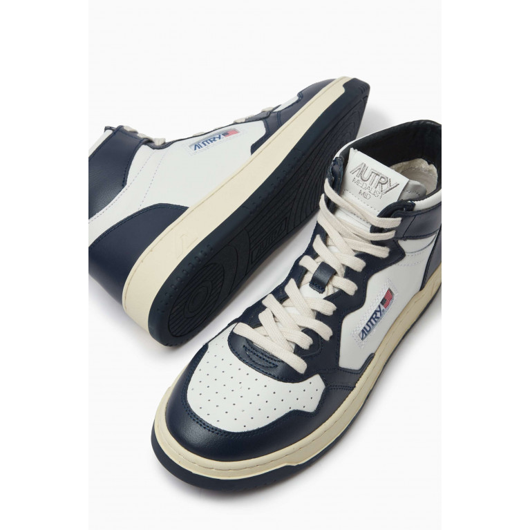 Autry - Medalist Two-tone Mid-top Sneakers in Leather