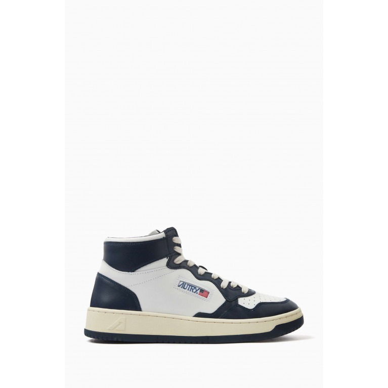 Autry - Medalist Two-tone Mid-top Sneakers in Leather
