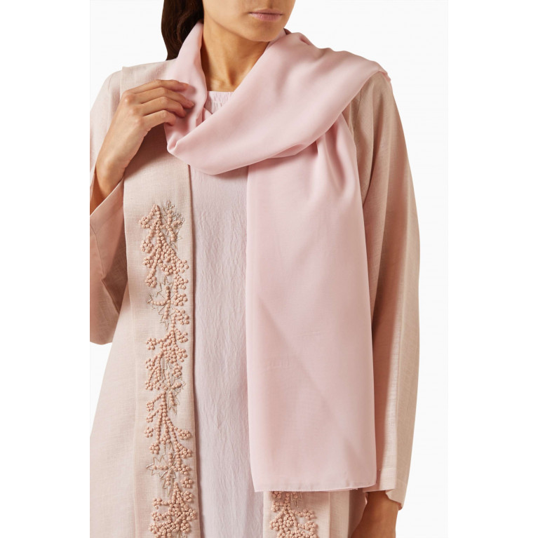 Rauaa Official - Embroidered Abaya Set in Linen Pink