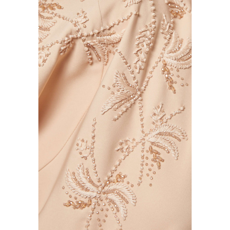 Rauaa Official - Floral-embroidered Abaya in Crepe
