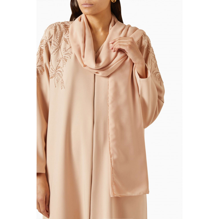 Rauaa Official - Floral-embroidered Abaya in Crepe