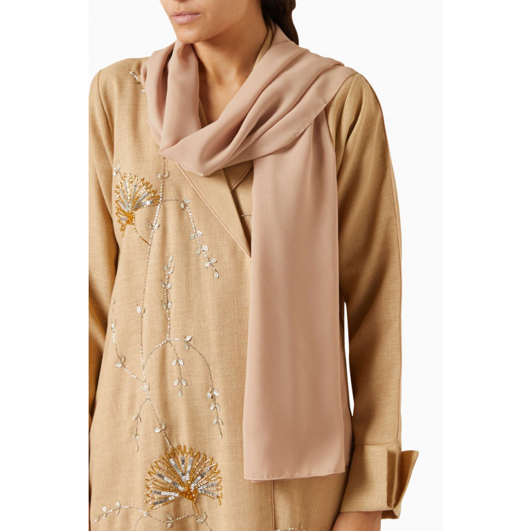 Rauaa Official - Embellished Abaya in Linen Neutral