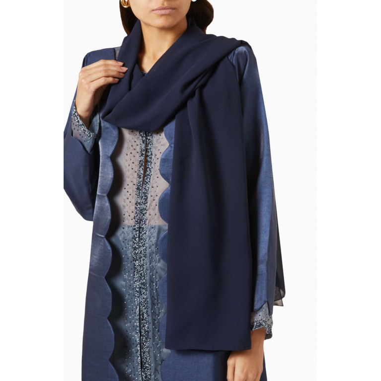 Rauaa Official - Scallop-cut Stone-embellished Abaya in Crepe-blend