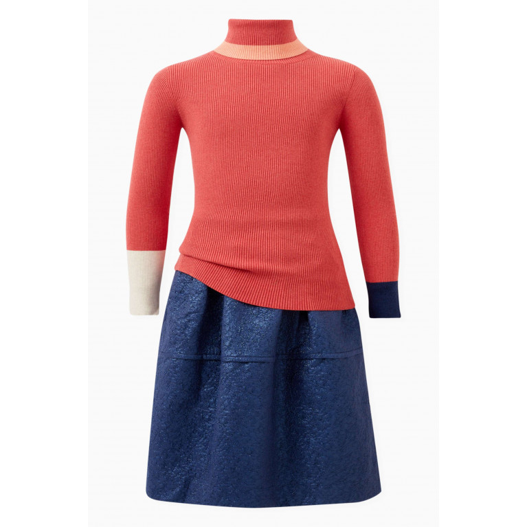 Tia Cibani - Terra Faceted Seam Skirt in Cotton-blend Blue