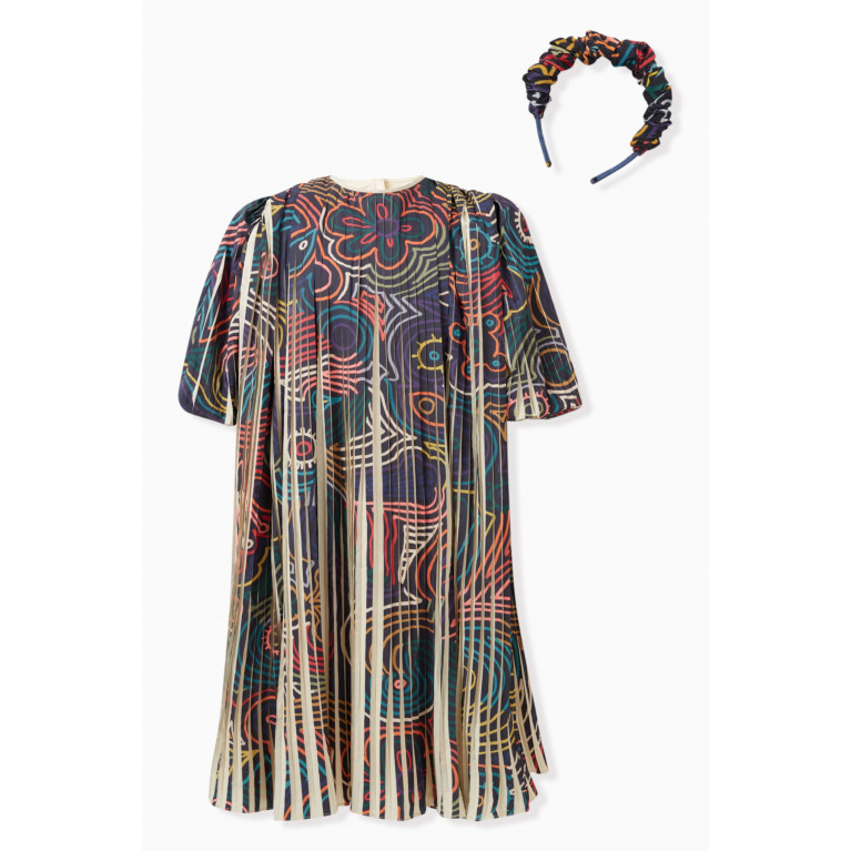 Tia Cibani - Harriet Printed Pleated Dress Set in Taffeta