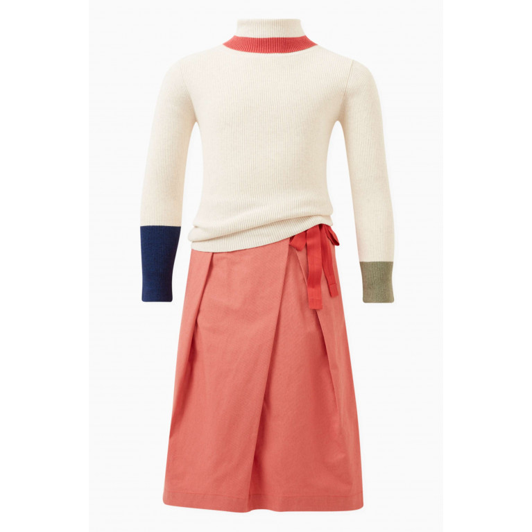 Tia Cibani - Raven Ribbon Tie Pleated Skirt in Cotton