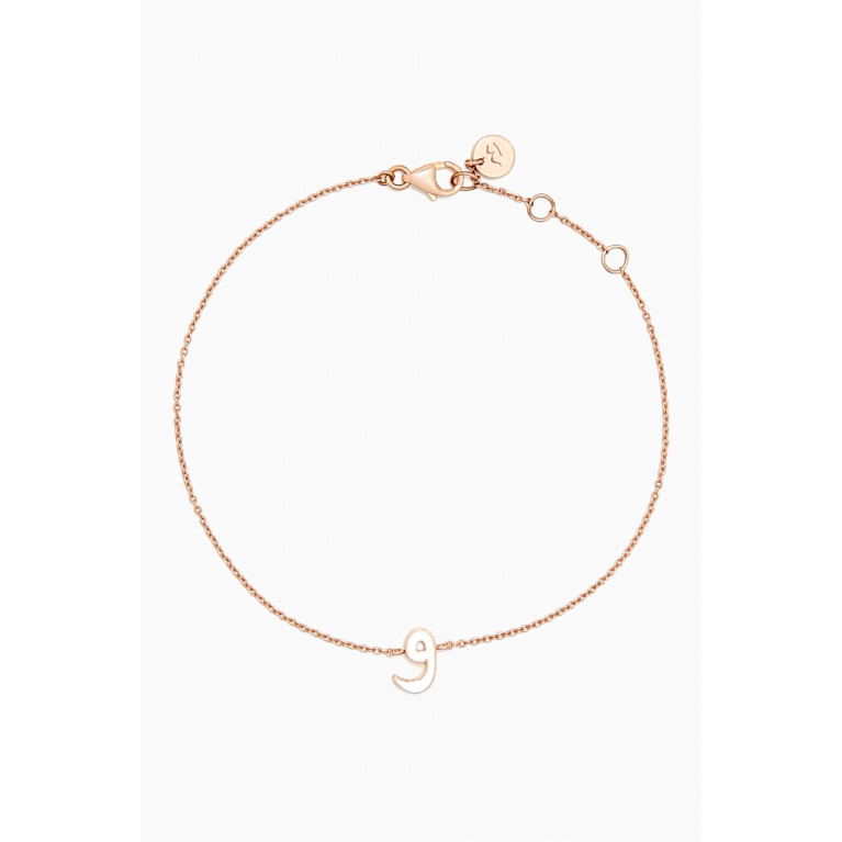 HIBA JABER - Initial Enamel Bracelet - Letter "W" in 18kt Rose Gold