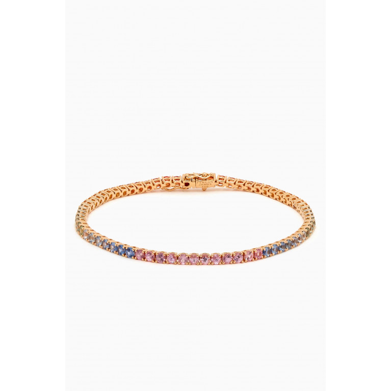 Fergus James - Rainbow Sapphire Tennis Diamond Bracelet in 18kt Yellow Gold