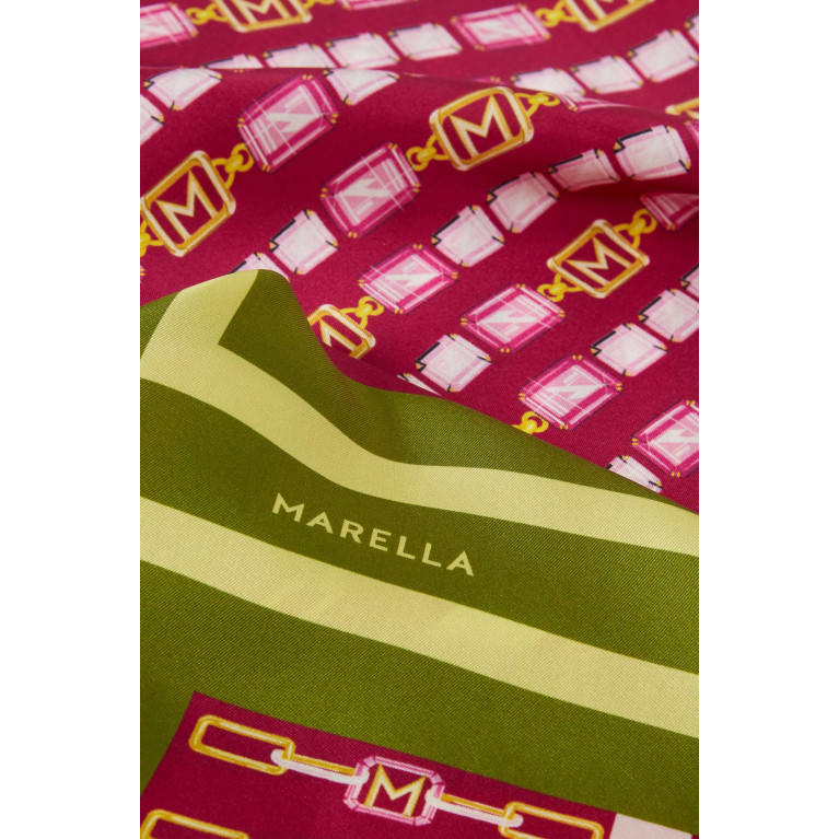 Marella - Luca Patterned Neck Scarf in Silk Red