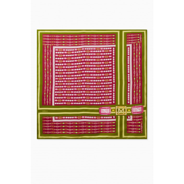 Marella - Luca Patterned Neck Scarf in Silk Red