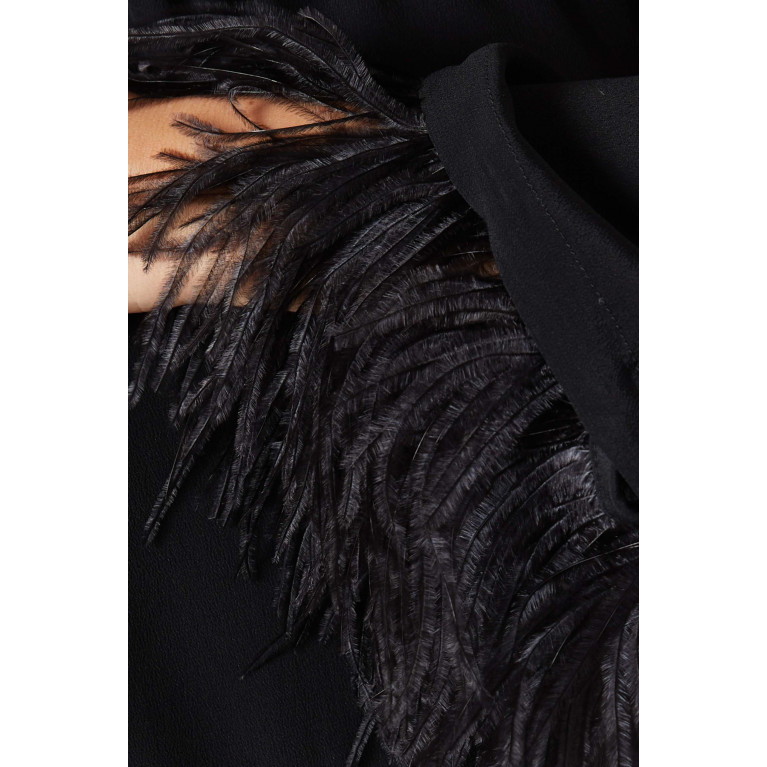 Marella - Rivista Feather-cuff Top in Silk-blend Black