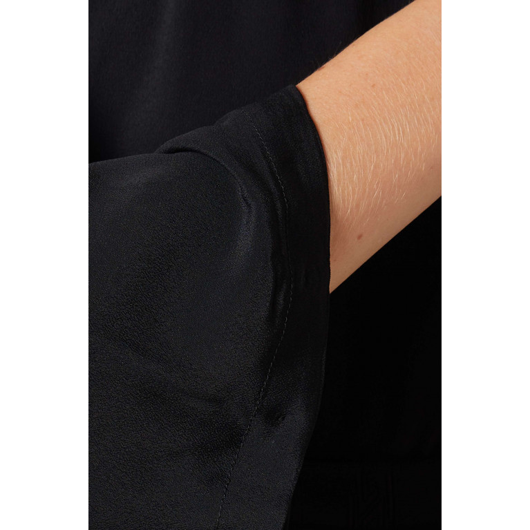 Marella - Rivista Feather-cuff Top in Silk-blend Black