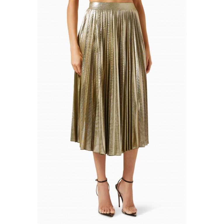 Marella - Cosmo Pleated Midi Skirt in Stretch-lamé