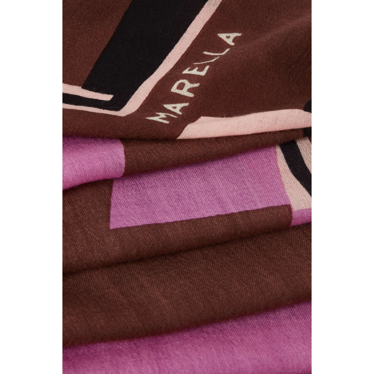 Marella - Chenzia Printed Logo Scarf in Wool Purple