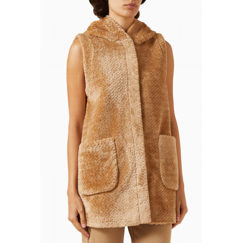 Marella - Crotone Hooded Jacket in Faux-fur Brown