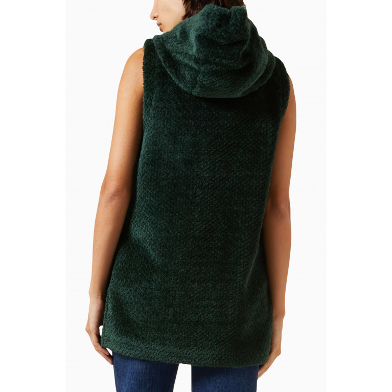 Marella - Crotone Hooded Jacket in Faux-fur Green