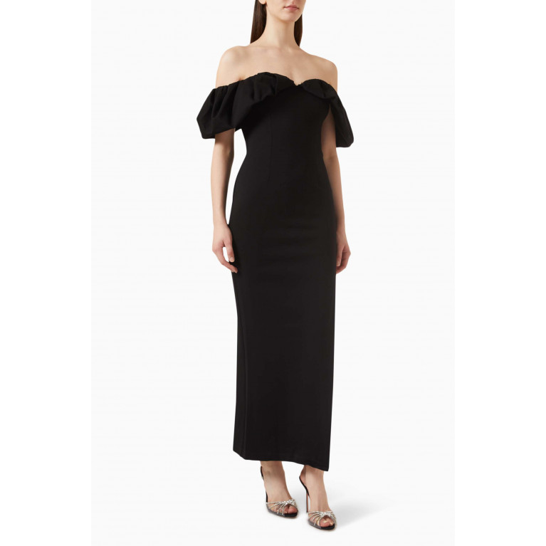 Elliatt - Exuberant Off-shoulder Maxi Dress in Viscose-blend Black