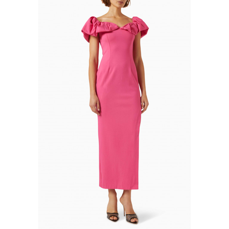 Elliatt - Exuberant Off-the-shoulders Maxi Dress in Viscose-blend Pink