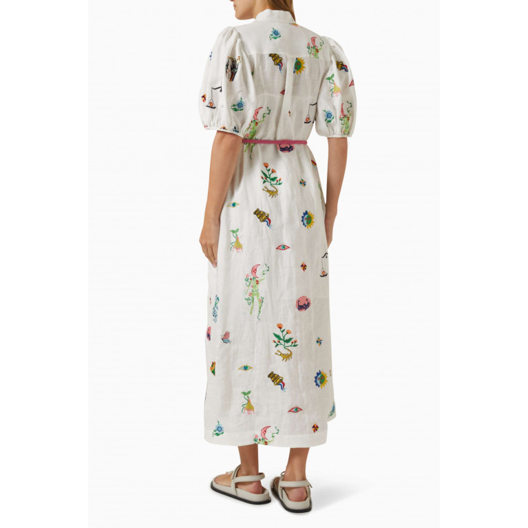 Alemais - Atticus Embroidered Shirt Dress in Linen